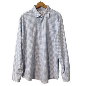 Peter Millar Men's XL Blue Plaid Long Sleeve Button-Up Shirt